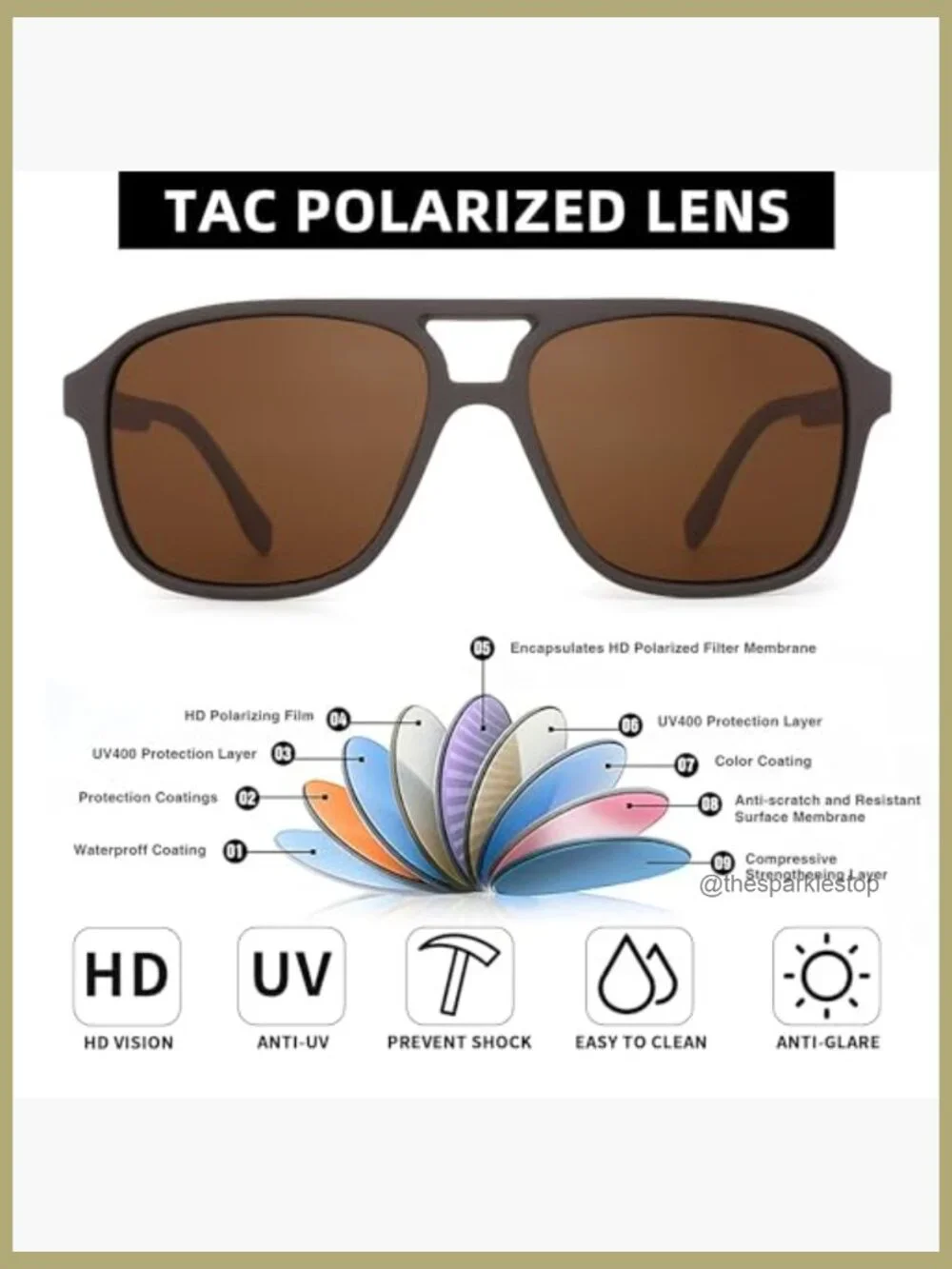 Polarized Aviator Sunglasses Vintage Square Driving Glasses Matte Coffee Frame
